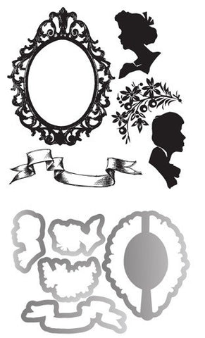 قطاعات مع أختام- Framed Silhouettes / Sizzix Framelits Die Set 5PK w/Stamps - Framed Silhouettes by Tim Holtz